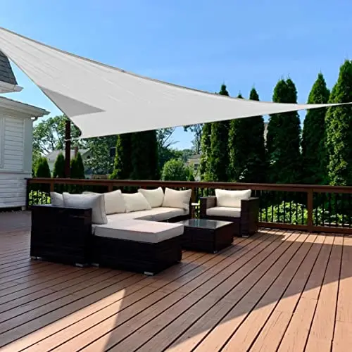 Quictent 24 ft Equilateral Triangular Shade Sail – Heavy-Duty 185GSM HDPE Gray Canopy with Hardware for Large Outdoor Areas