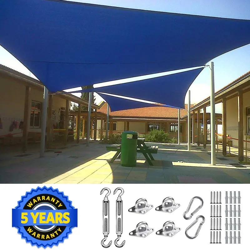Quictent Blue 26 ft × 20 ft HDPE Rectangle Shade Sail (185 GSM)