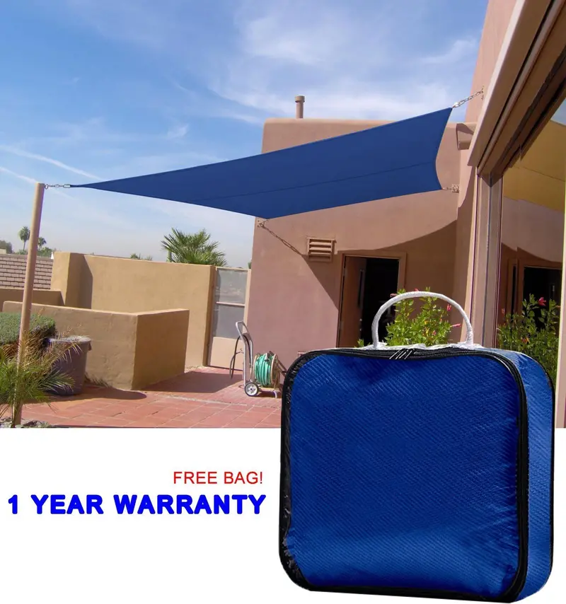 Quictent Blue HDPE 20′ x 16′ Rectangle Shade Sail – 185 GSM UV-Resistant Outdoor Sun Shade