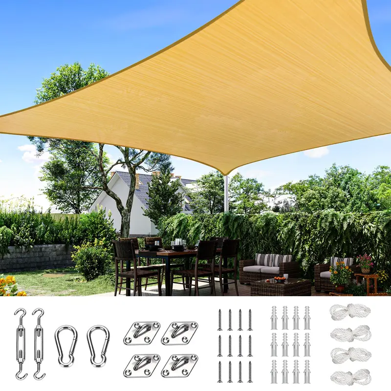 Quictent Extra-Large 24′ x 24′ HDPE Sun Shade Sail – 185G, Square UV-Blocking Canopy for Patios & Gardens (Hardware Included)