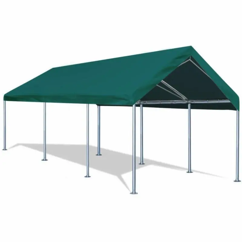 Quictent Green Galvanized Steel Carport — 10 ft x 20 ft Durable Outdoor Structure