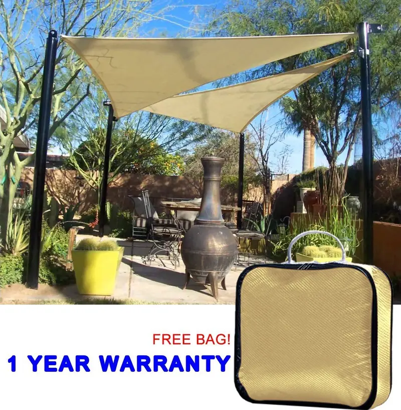 Quictent Sand 18 ft × 18 ft × 18 ft HDPE Triangle Shade Sail (185 GSM)