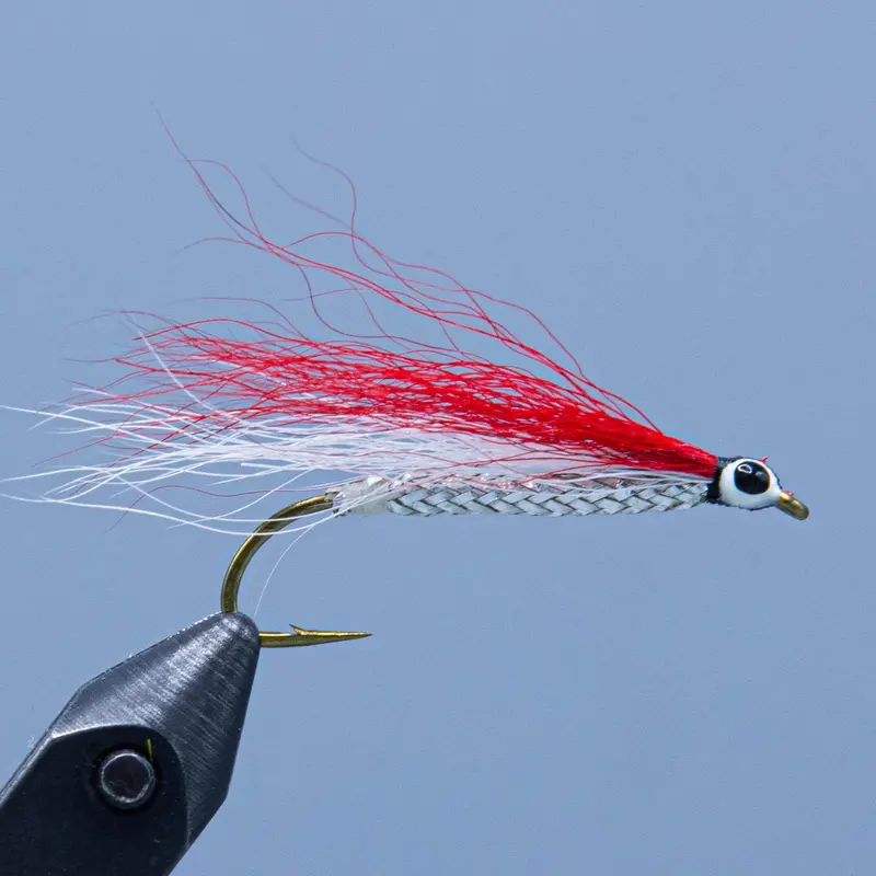 Red and White Bucktail Streamer Fly