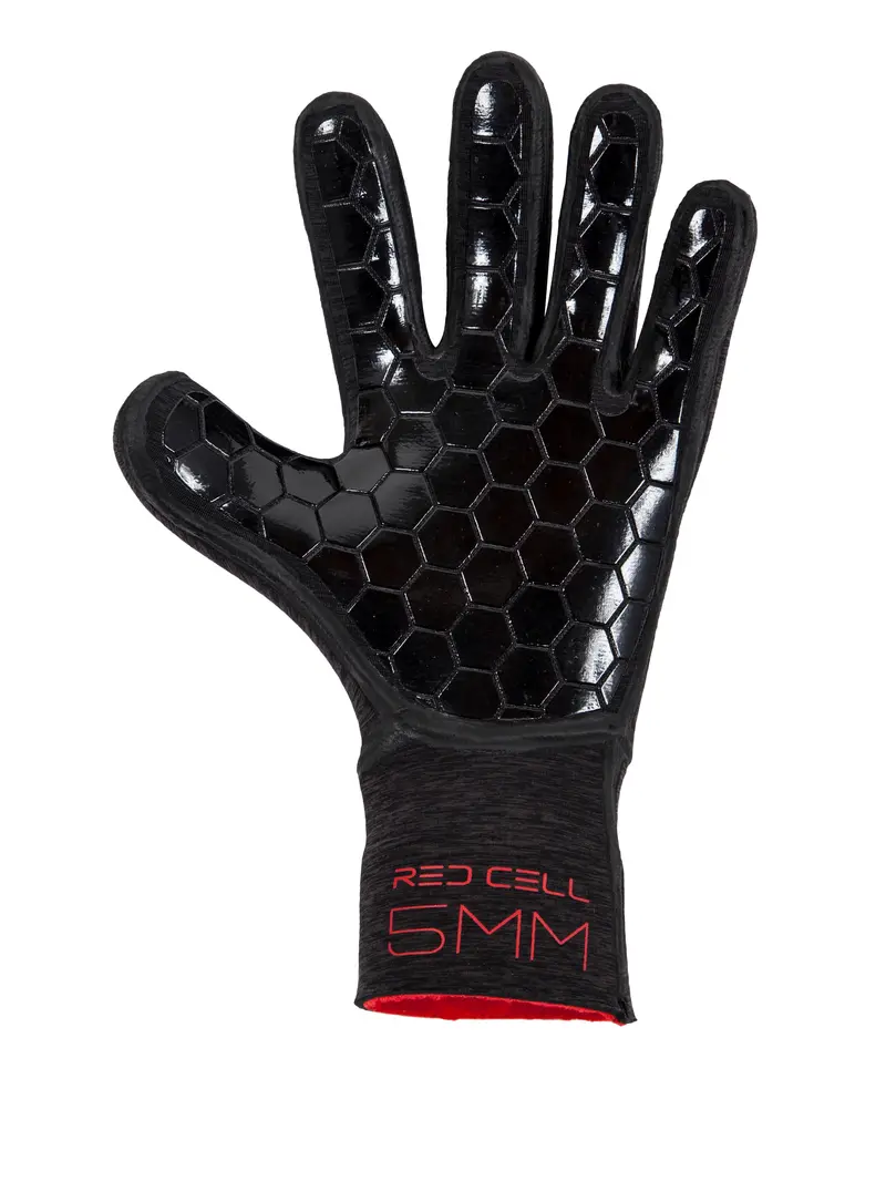 Red Cell 3mm Five-Finger Neoprene Gloves – Jet Black