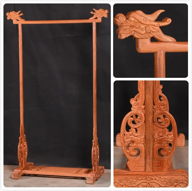 Rosewood Dragon-Head Coat Stand – Hand-Carved Traditional Accent Piece