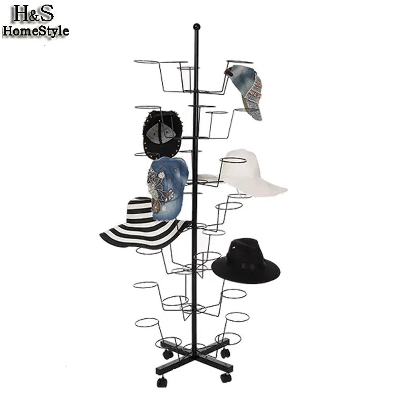 Rotating Metal Hat Display Stand – Retail-Ready Cap and Hat Organizer