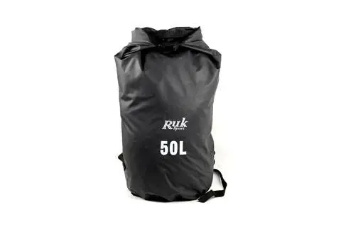 RUK 50L Heavy-Duty Dry Bag with Shoulder Straps – Black