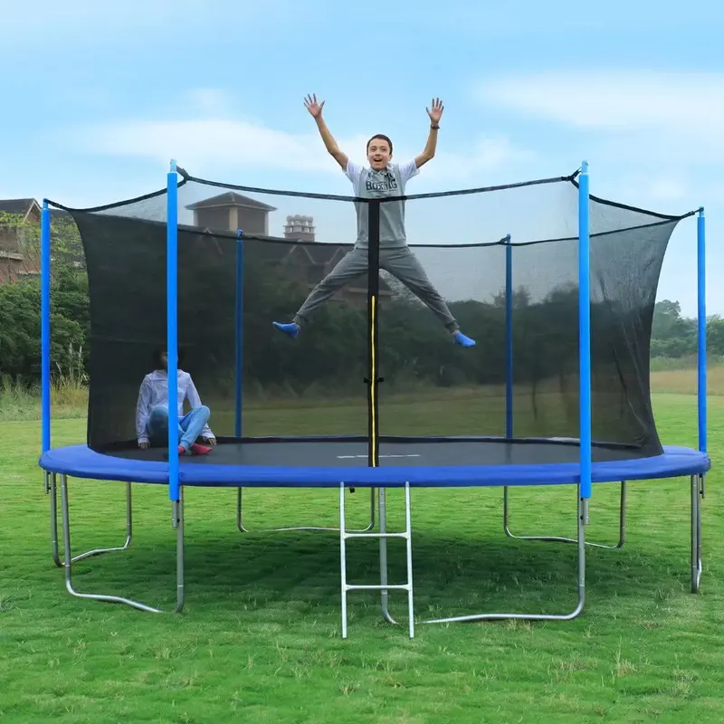 SÄKEE 15-Foot Round Trampoline with Safety Enclosure & Ladder – Outdoor Backyard Rebounder for Kids & Adults