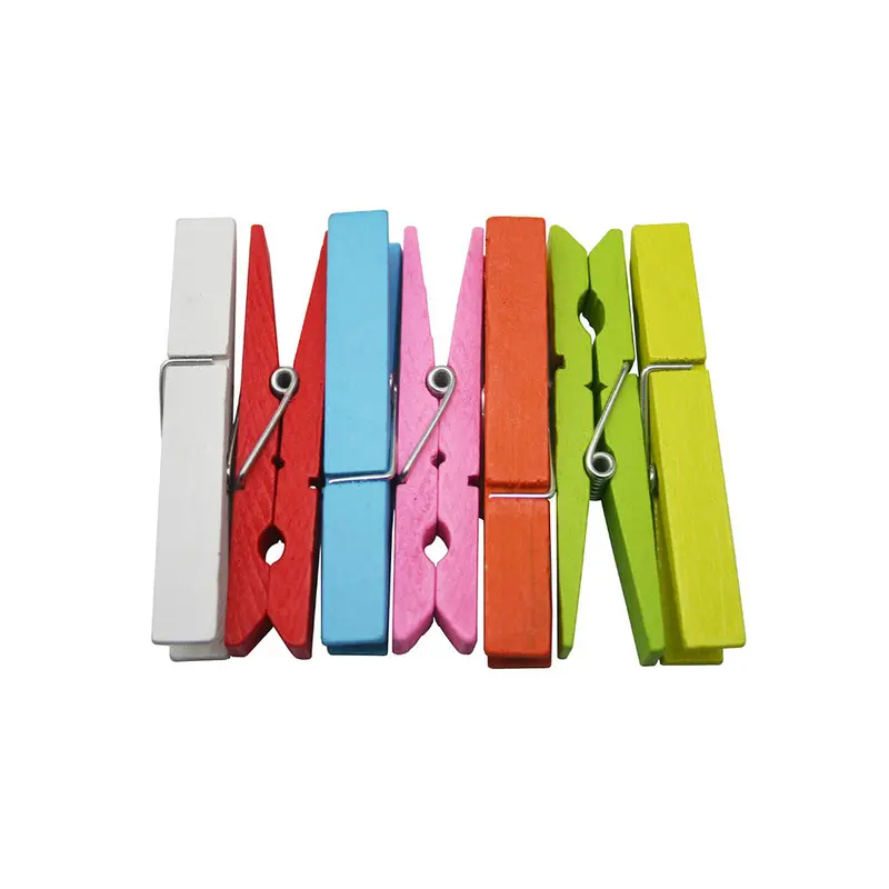 Set of 40 Colorful 2.9-Inch Wooden Clothes Pegs for Play or Craft