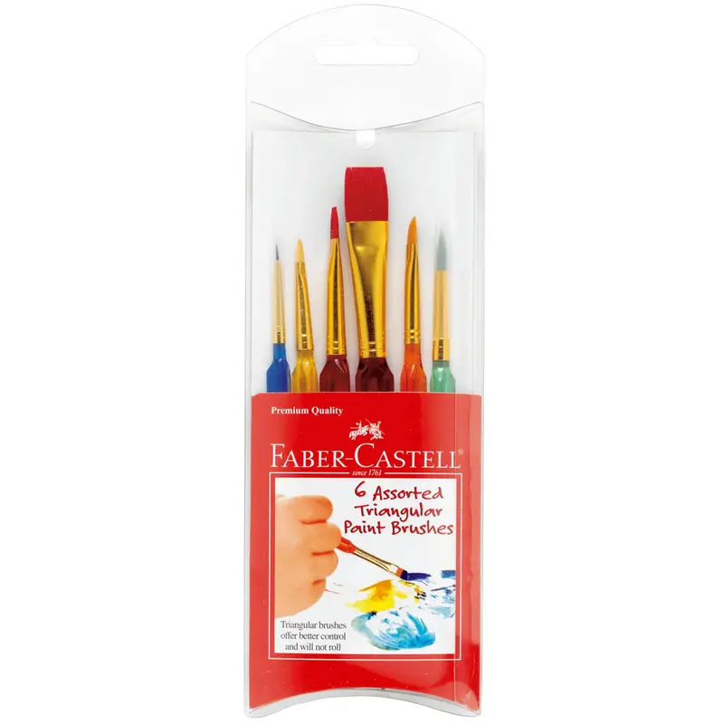 Set of 6 Ergonomic Triangular Paintbrushes for Kids