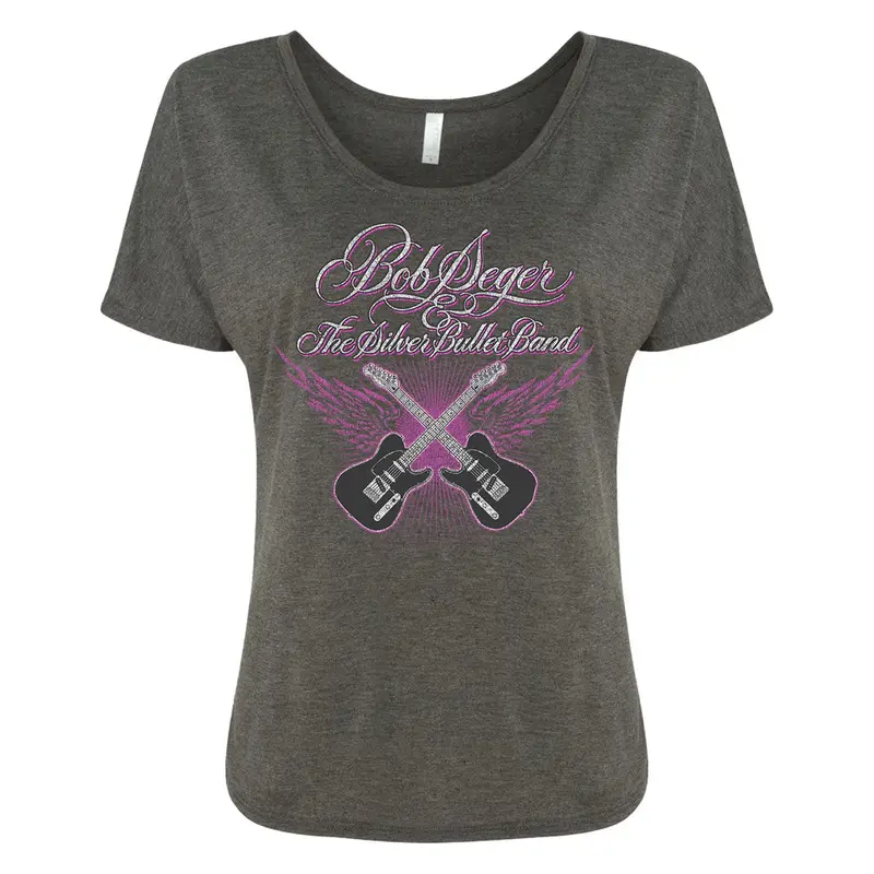 Silver Bullet Band Winged Guitar Design Women’s T-Shirt