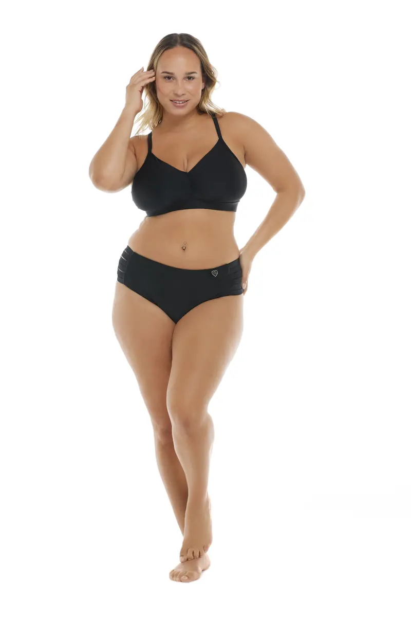 Smoothies Retro Plus-Size Bikini Bottom – Matte Black