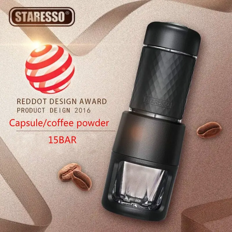 STARESSO Portable Manual Espresso Machine – 15-Bar Italian Concentrate Brewer for Powder or Capsules