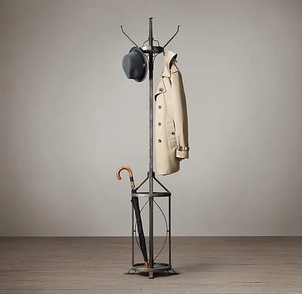 Sturdy Metal Coat Rack with Integrated Umbrella Holder – Floor-Standing Design