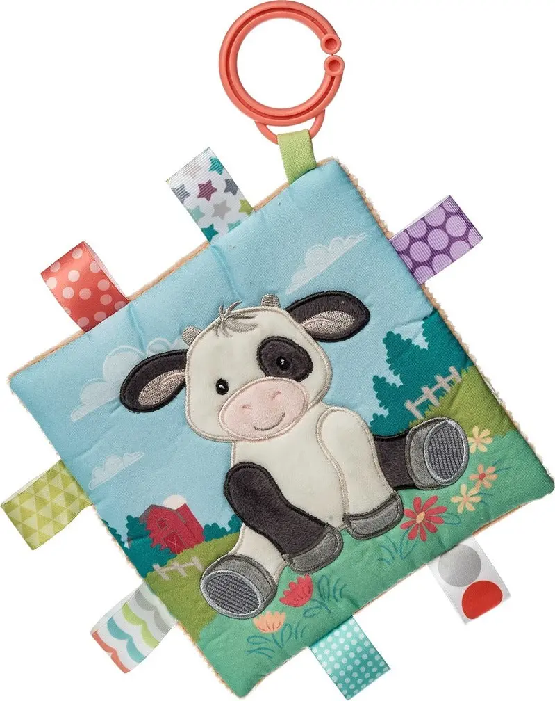 Taggies Buttercup Cow Crinkle Toy with Textured Ribbons