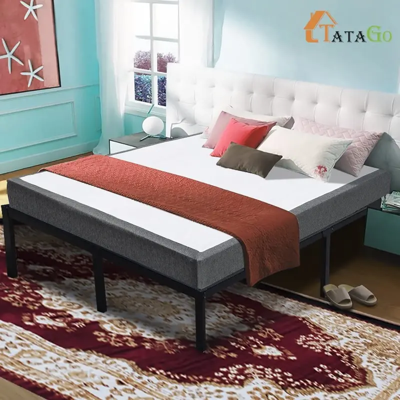 TATAGO Low-Profile Metal Box Spring for Queen Beds – 9″ Height with Removable Cover