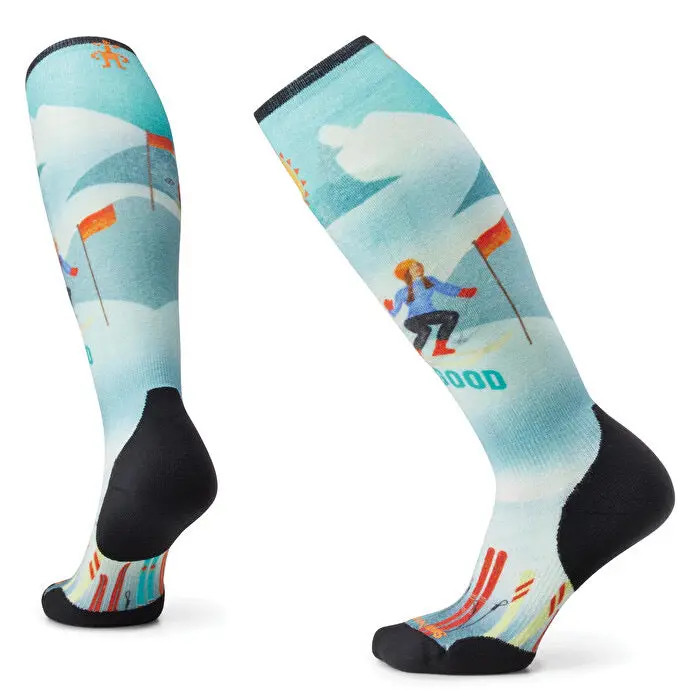 Women’s Targeted-Cushion Ski OTC Socks – Snow Bunny Print