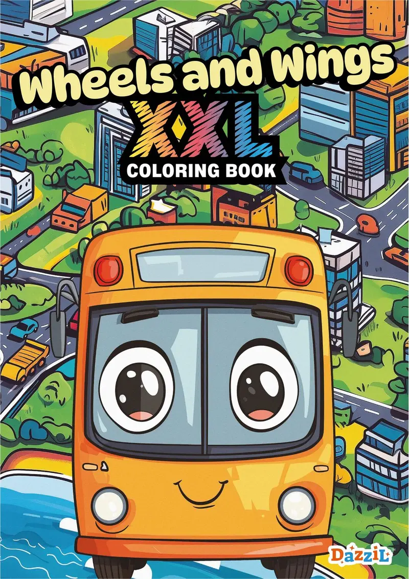 XXL Wheels & Wings Themed Coloring Book for Kids