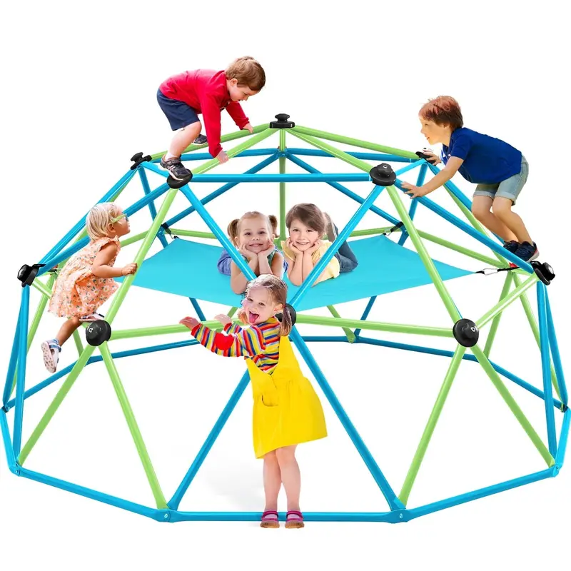 Zupapa 10 ft Climbing Dome with Hammock – 1000 lb Capacity Jungle Gym for Kids Ages 3–10, Outdoor Play Equipment with Hammock