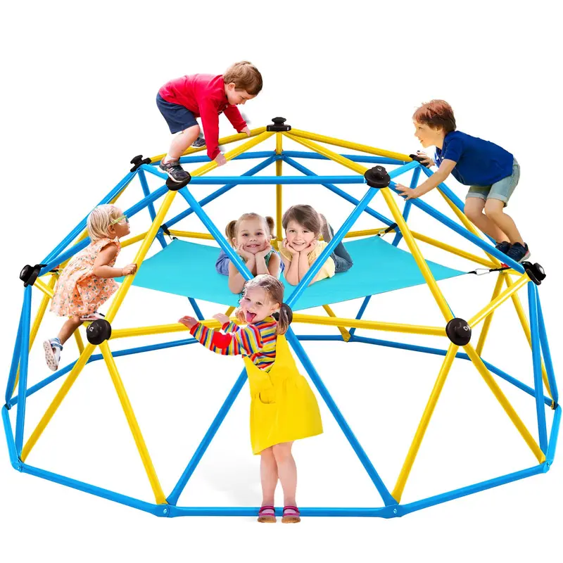 Zupapa 10 ft Climbing Dome with Hammock – Blue Jungle Gym for Kids, 1000 lb Capacity, Durable Steel Frame, Backyard Playset