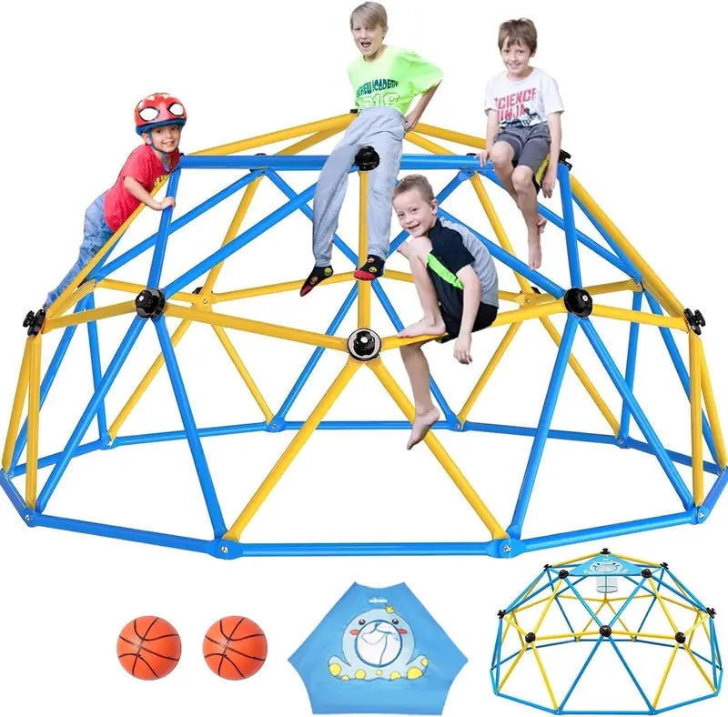 Zupapa 10 ft Decagonal Geo Climbing Dome – Upgraded Outdoor Playset for Children, 1000 lb Weight Limit, Blue & Yellow Design