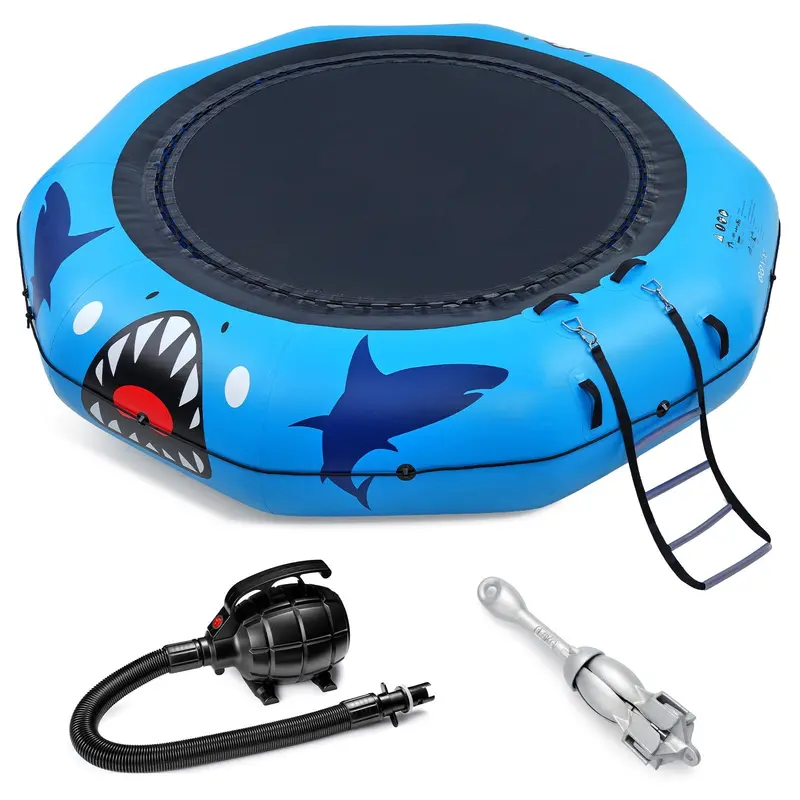 Zupapa 12-Foot Heavy-Duty Inflatable Water Trampoline – 600 lb Weight Limit, Kid-Safe Narrow-Gap Construction