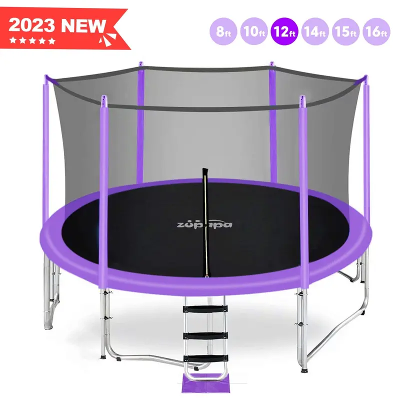Zupapa 12 FT Outdoor Trampoline – 425 lb Capacity, Fully Enclosed with Safety Pad, Mat, Springs & All Accessories