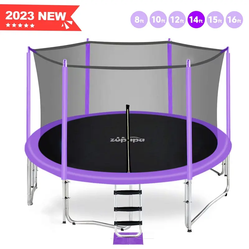 Zupapa 14FT Kids Trampoline with Enclosed Safety Net & Full Accessory Kit