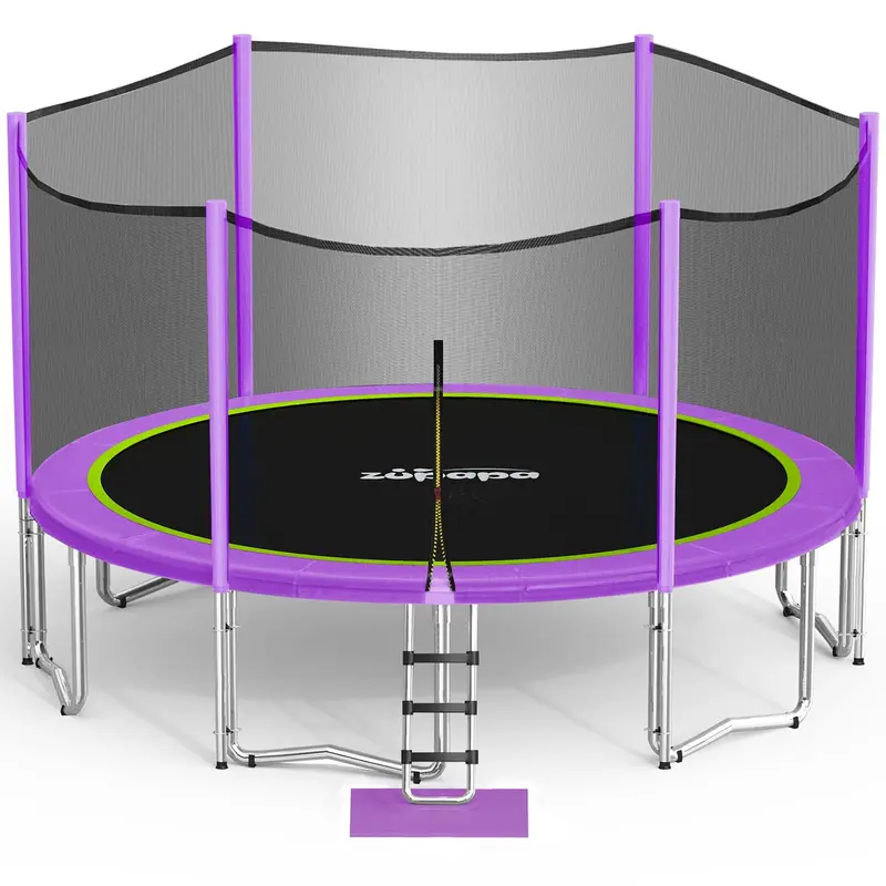 Zupapa 1500 lb Outdoor Trampoline – No-Gap 16 ft Jump Surface with Enclosure Net, Non-Slip Ladder & Safety Padding for Kids & Adults