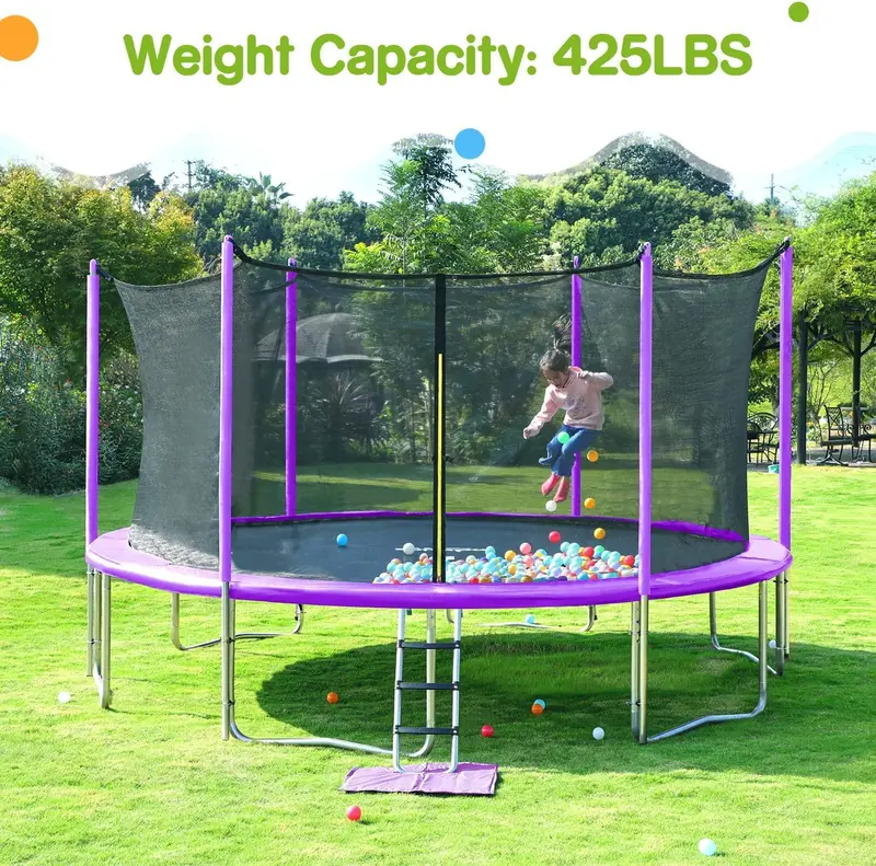 Zupapa 16/15/14/12/10/8FT Kids Trampoline with Enclosed Safety Net & All Accessories