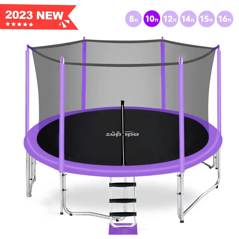 Zupapa 16/15/14/12/10/8FT Trampoline with Enclosure, Safety Pad, Mat, Springs & Accessories