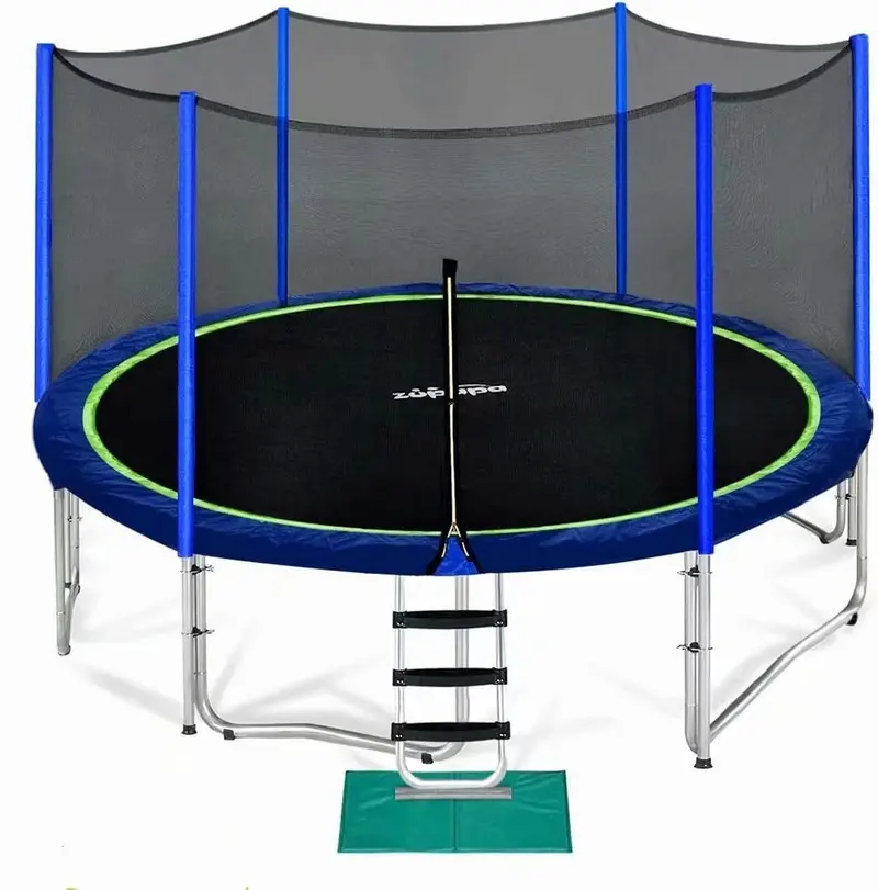 Zupapa 8–15 ft Sprinkler-Compatible Outdoor Trampoline – Enclosed 425 lb Capacity Trampolines for Kids & Adults, Rain-Ready Design