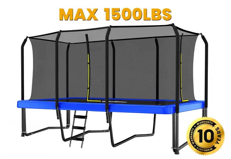 Zupapa Dual-Size Rectangle Trampoline – 9′ x 15′ or 8′ x 14′ Heavy-Duty Outdoor Tramp with Reinforced Frame, 1500 lb Max Load – No Assembly Required