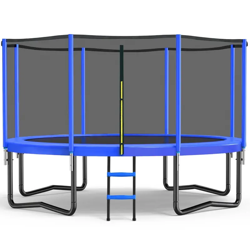 Zupapa Family-Friendly Trampoline – Adjustable 8–14 Foot Diameter with Enclosed Net, Stability Ladder & Rust-Resistant Steel Frame – Indoor/Outdoor Use