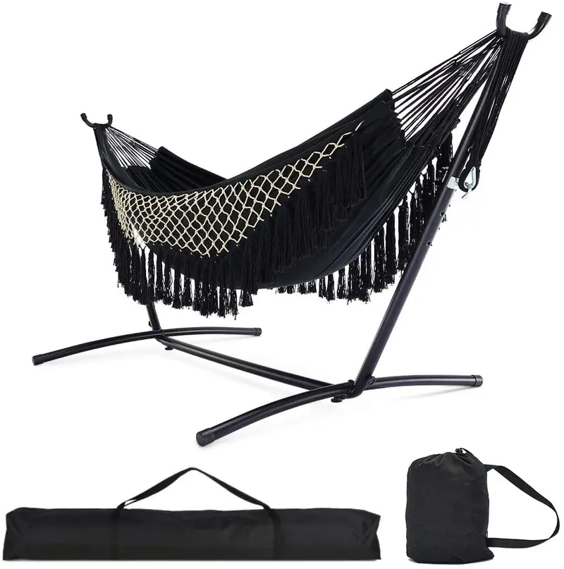 Zupapa Heavy-Duty 2-Person Hammock with Adjustable Steel Stand – Portable Camping & Backyard Hanging Chair (550 lb Capacity)