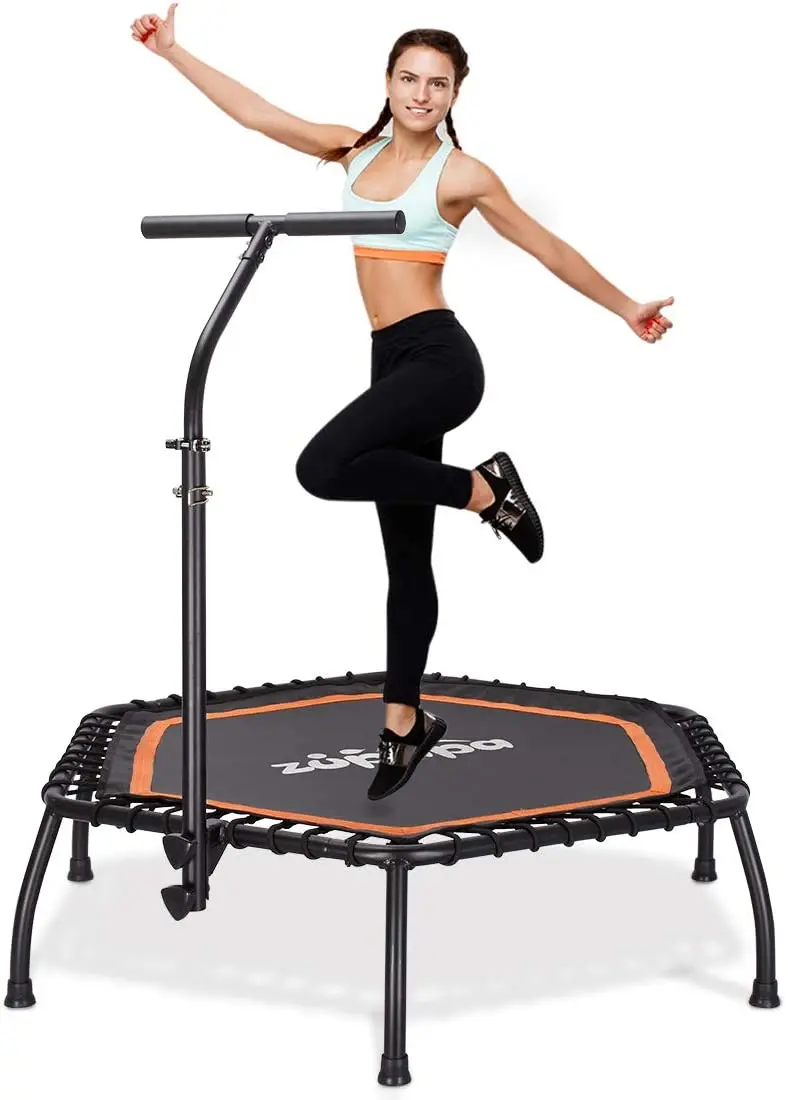 Zupapa Hexagonal Fitness Trampoline with Adjustable Handrail