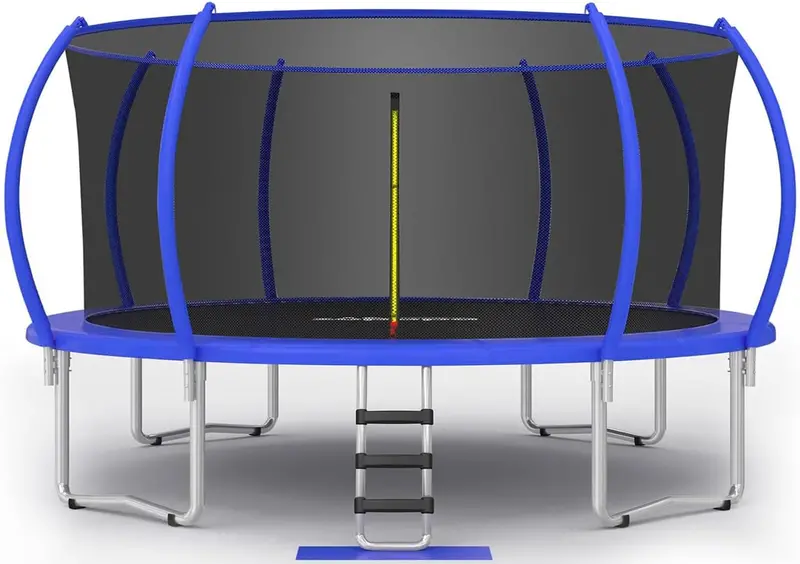 Zupapa High-Capacity Kids Trampoline – 16 ft to 10 ft No-Gap Enclosed Backyard Trampoline with Non-Slip Ladder