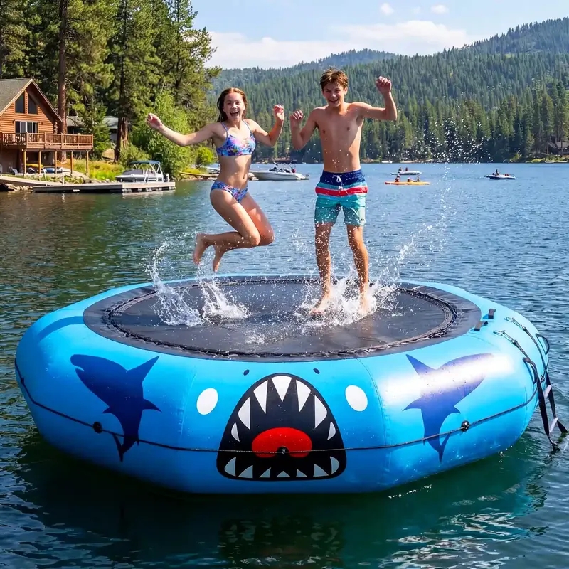 Zupapa Inflatable Water Trampoline – 10/12/14 ft Heavy-Duty Lake & Pool Platform