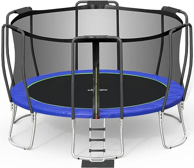 Zupapa No-Gap 14–16FT Black Trampoline – 425LB Capacity, Enclosed Safety System for Children