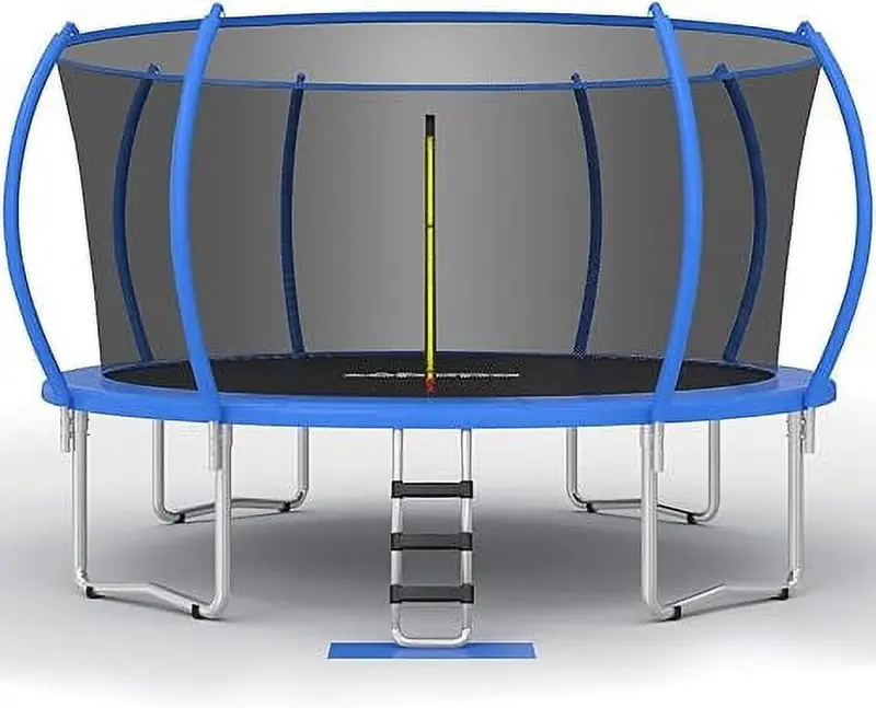 Zupapa No-Gap 15/14/12/10FT Kids Trampoline – Blue Model with Enclosed Safety Net (425 lb)