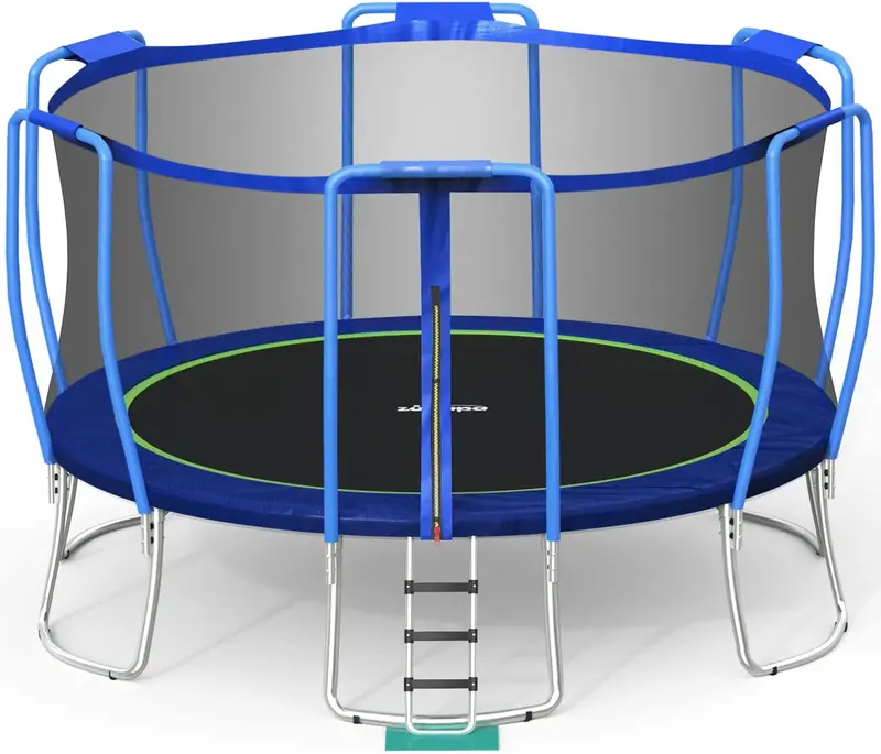 Zupapa No-Gap Multi-Size Trampoline – 10–16FT Options, 425LB Weight Limit, Enclosed Safety Net & Non-Slip Ladder