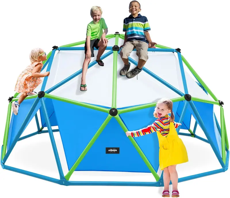 Zupapa Premium 10FT Outdoor Climbing Dome with Canopy & Basketball Hoop – Reinforced 800 LB Frame for Multi-Kid Play